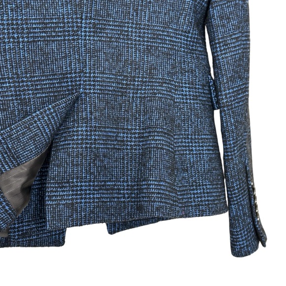 Veronica Beard Wool Blend Tweed Cutaway Dickey Jacket in Blue Black Plaid Size 2 - Picture 14 of 16